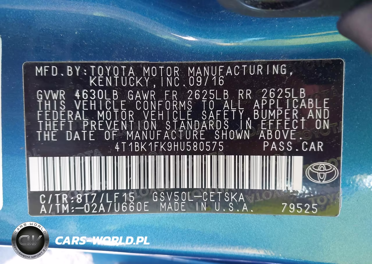2017 Toyota Camry Xse V6 VIN:4T1BK1FK9HU580575 - 9