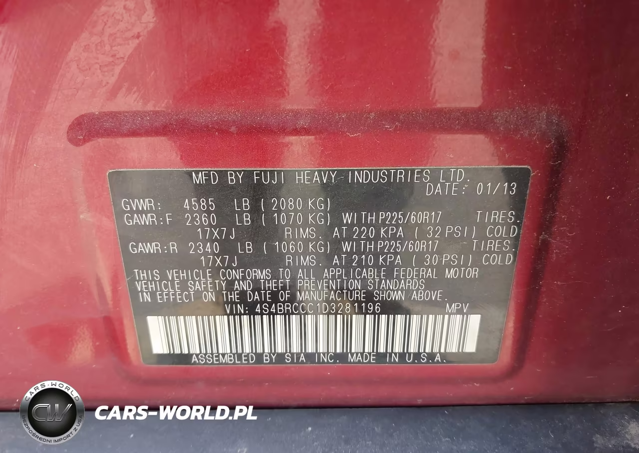 2013 Subaru Outback 2.5I Premium VIN:4S4BRCCC1D3281196 - 9
