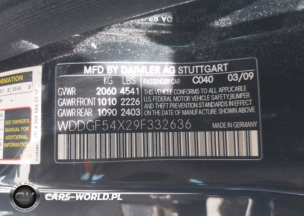 2009 Mercedes-Benz C 300 VIN:WDDGF54X29F332636 - 9
