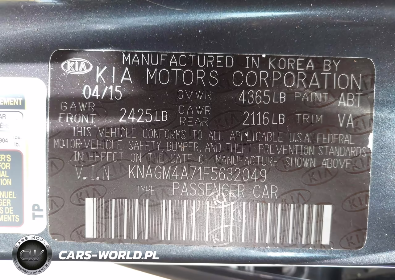 2015 Kia Optima Lx VIN:KNAGM4A71F5632049 - 9