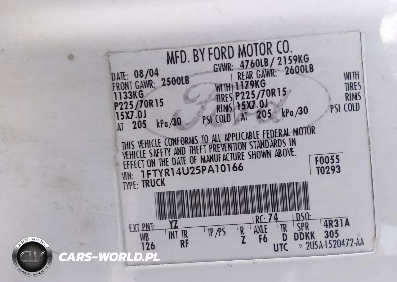 2005 Ford Ranger Edge-Stx-Xl-Xlt VIN:1FTYR14U25PA10166 - 9