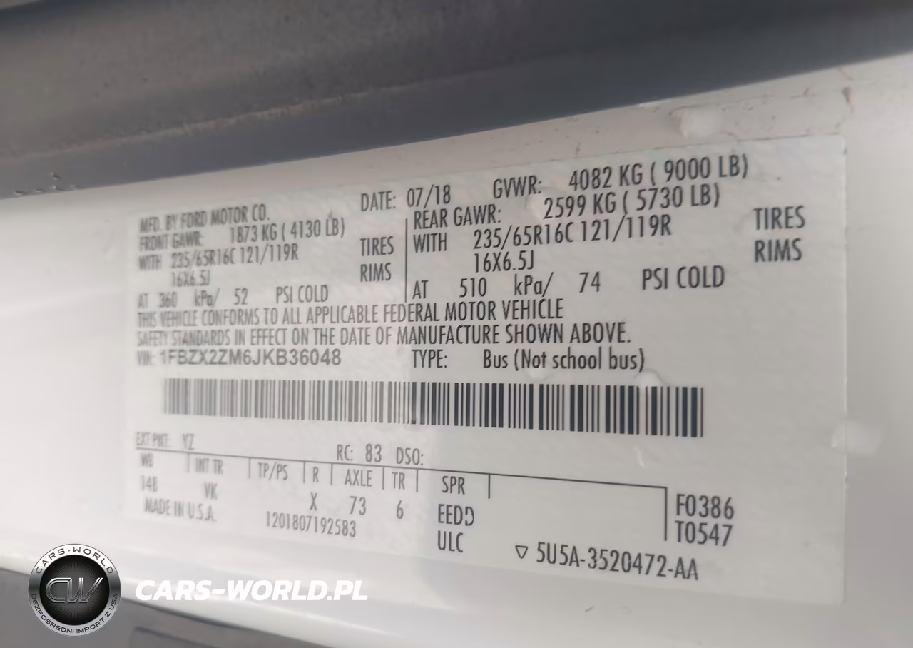 2018 Ford Transit-350 Xl VIN:1FBZX2ZM6JKB36048 - 9