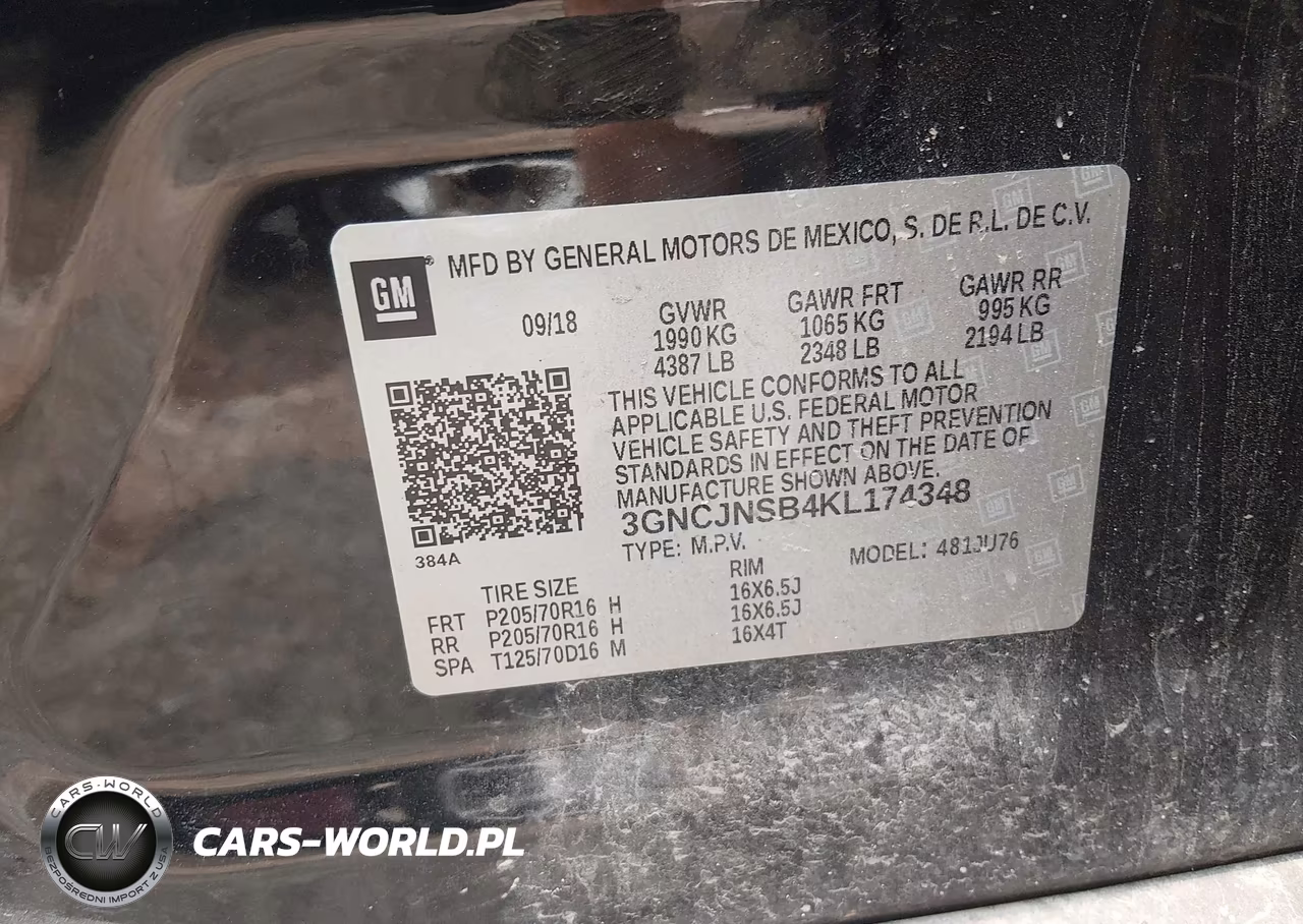 2019 Chevrolet Trax Ls VIN:3GNCJNSB4KL174348 - 9