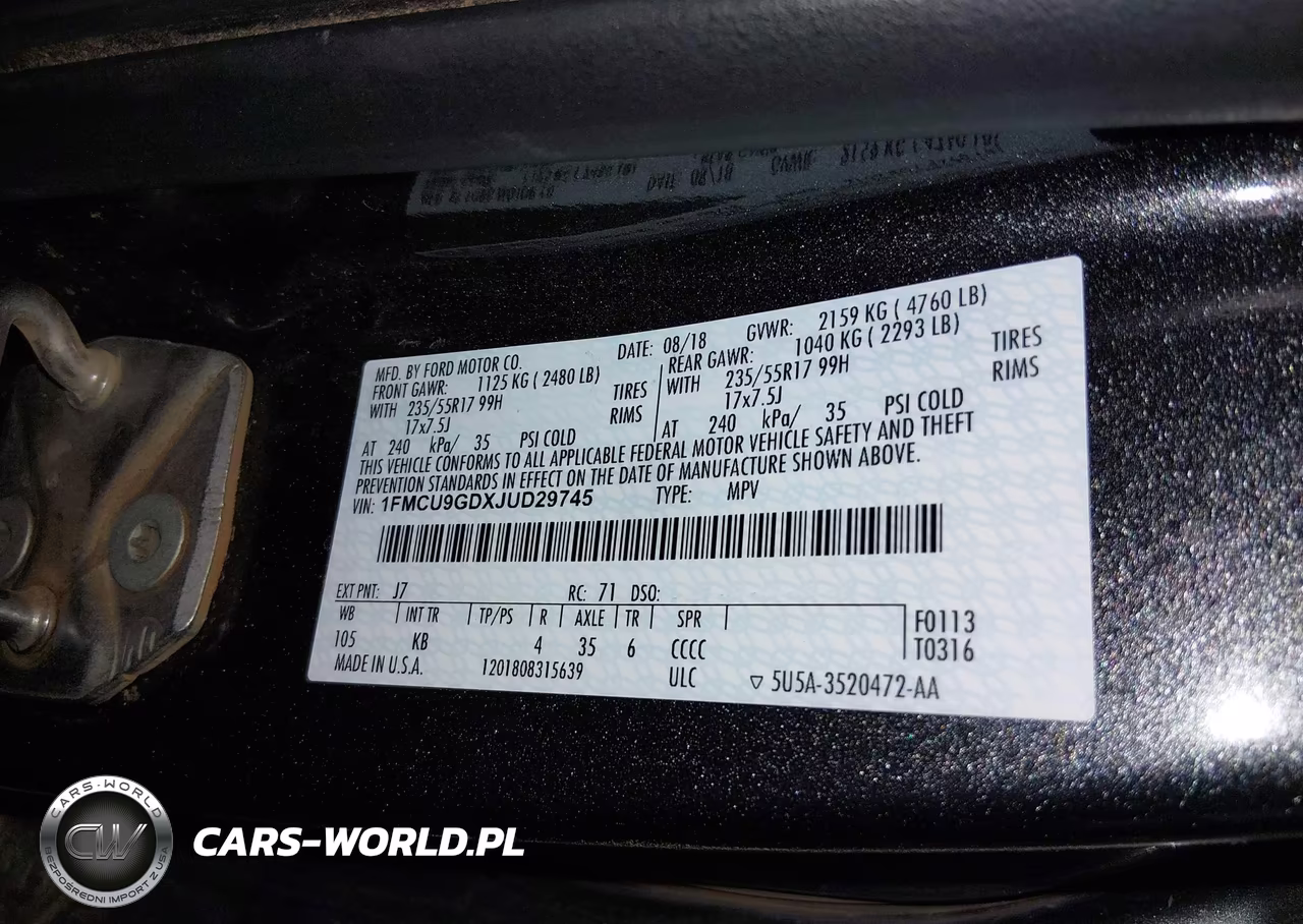 2018 Ford Escape Se VIN:1FMCU9GDXJUD29745 - 9