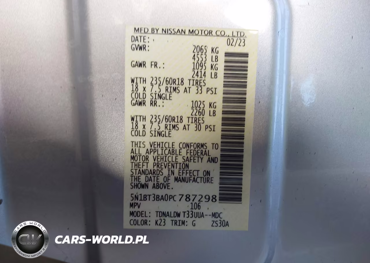 2023 Nissan Rogue Sv Fwd VIN:5N1BT3BA0PC787298 - 9