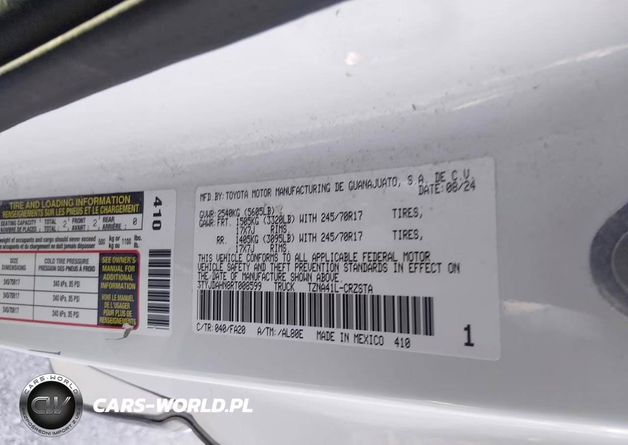 2024 Toyota Tacoma Sr VIN:3TYJDAHN8RT008599 - 9