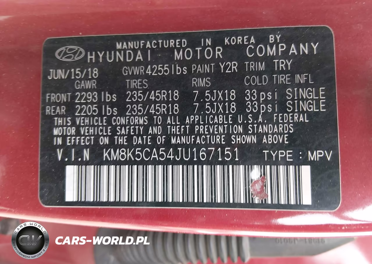 2018 Hyundai Kona Ultimate VIN:KM8K5CA54JU167151 - 9