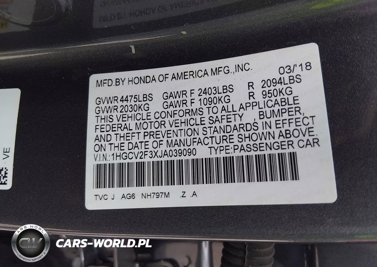 2018 Honda Accord Sport 2.0T VIN:1HGCV2F3XJA039090 - 9