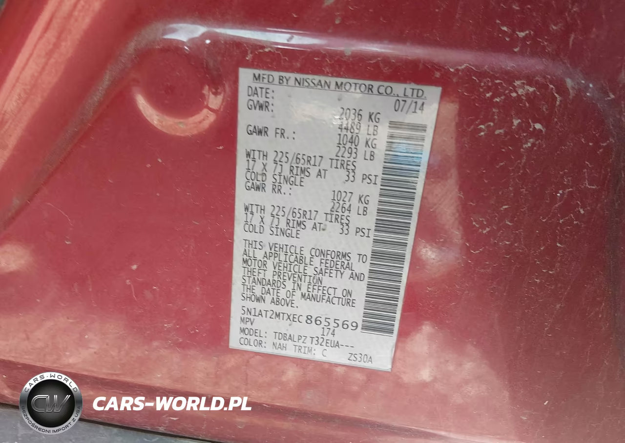 2014 Nissan Rogue S VIN:5N1AT2MTXEC865569 - 9