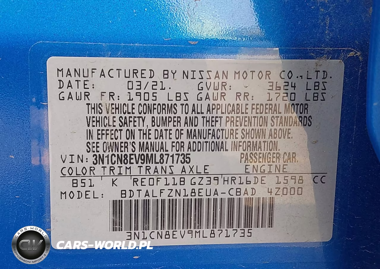 2021 Nissan Versa Sv Xtronic Cvt VIN:3N1CN8EV9ML871735 - 9