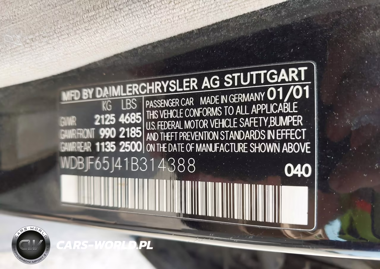 2001 Mercedes-Benz E 320 VIN:WDBJF65J41B314388 - 9