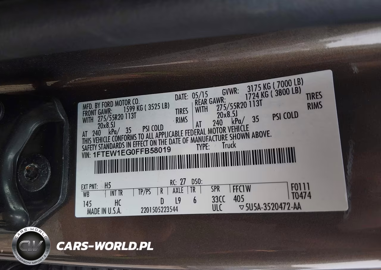 2015 Ford F-150 Lariat VIN:1FTEW1EG0FFB58019 - 9