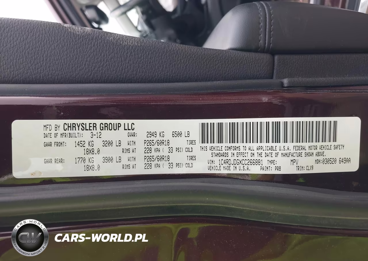 2012 Dodge Durango Crew VIN:1C4RDJDGXCC266881 - 9