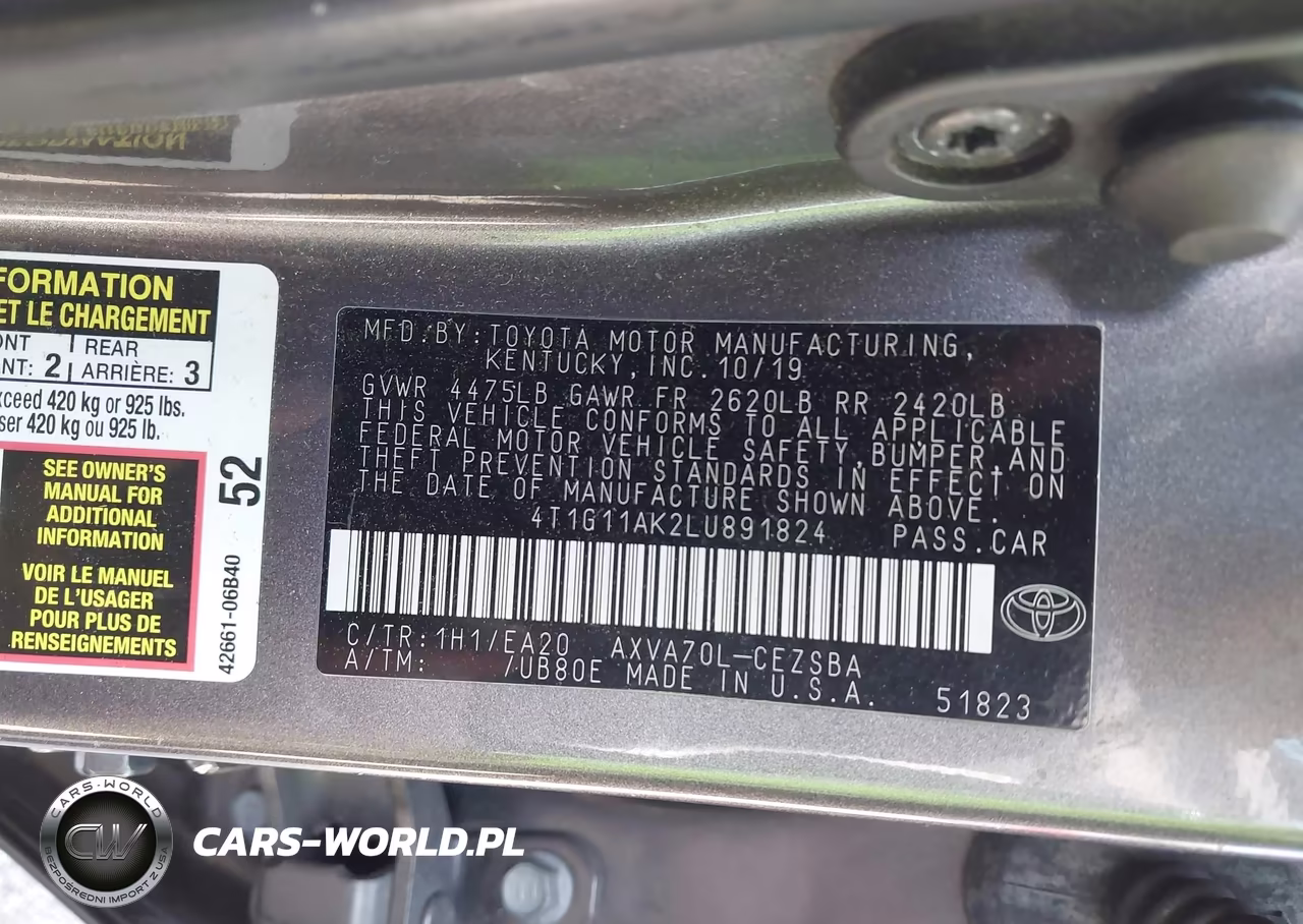 2020 Toyota Camry Se VIN:4T1G11AK2LU891824 - 9