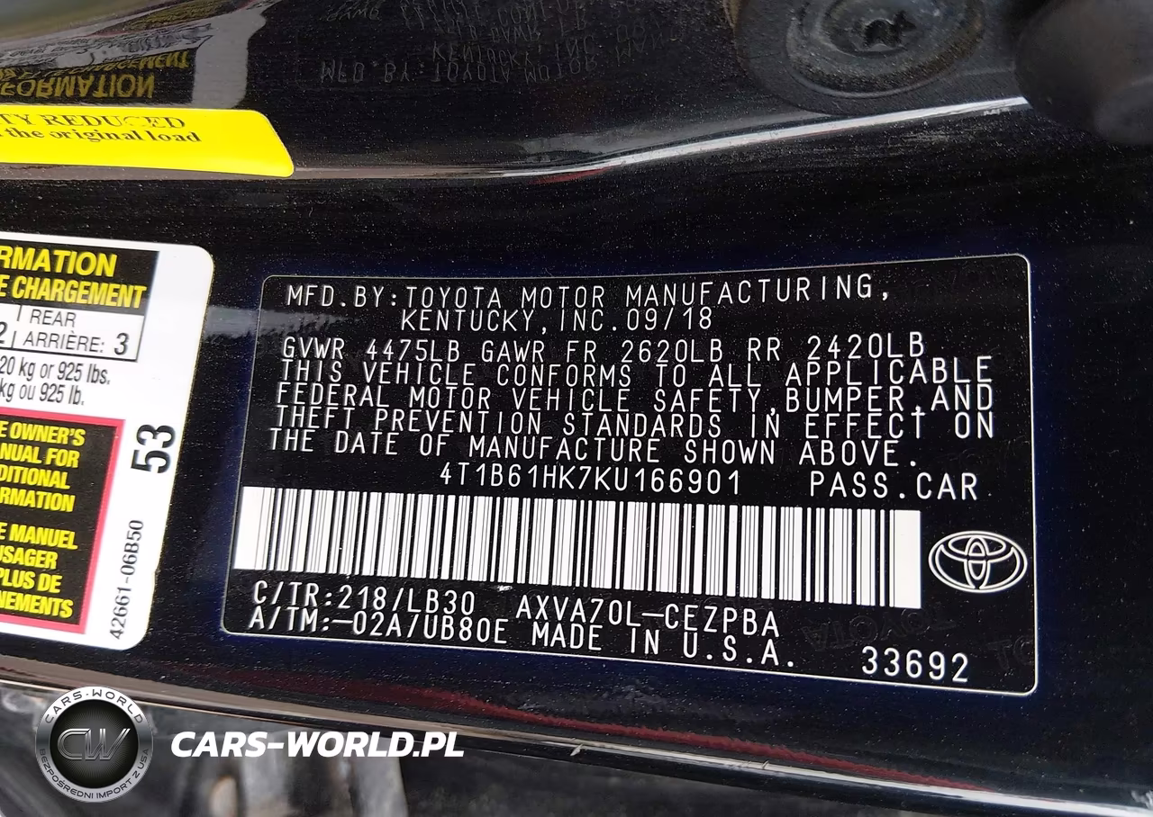 2019 Toyota Camry Xse VIN:4T1B61HK7KU166901 - 9