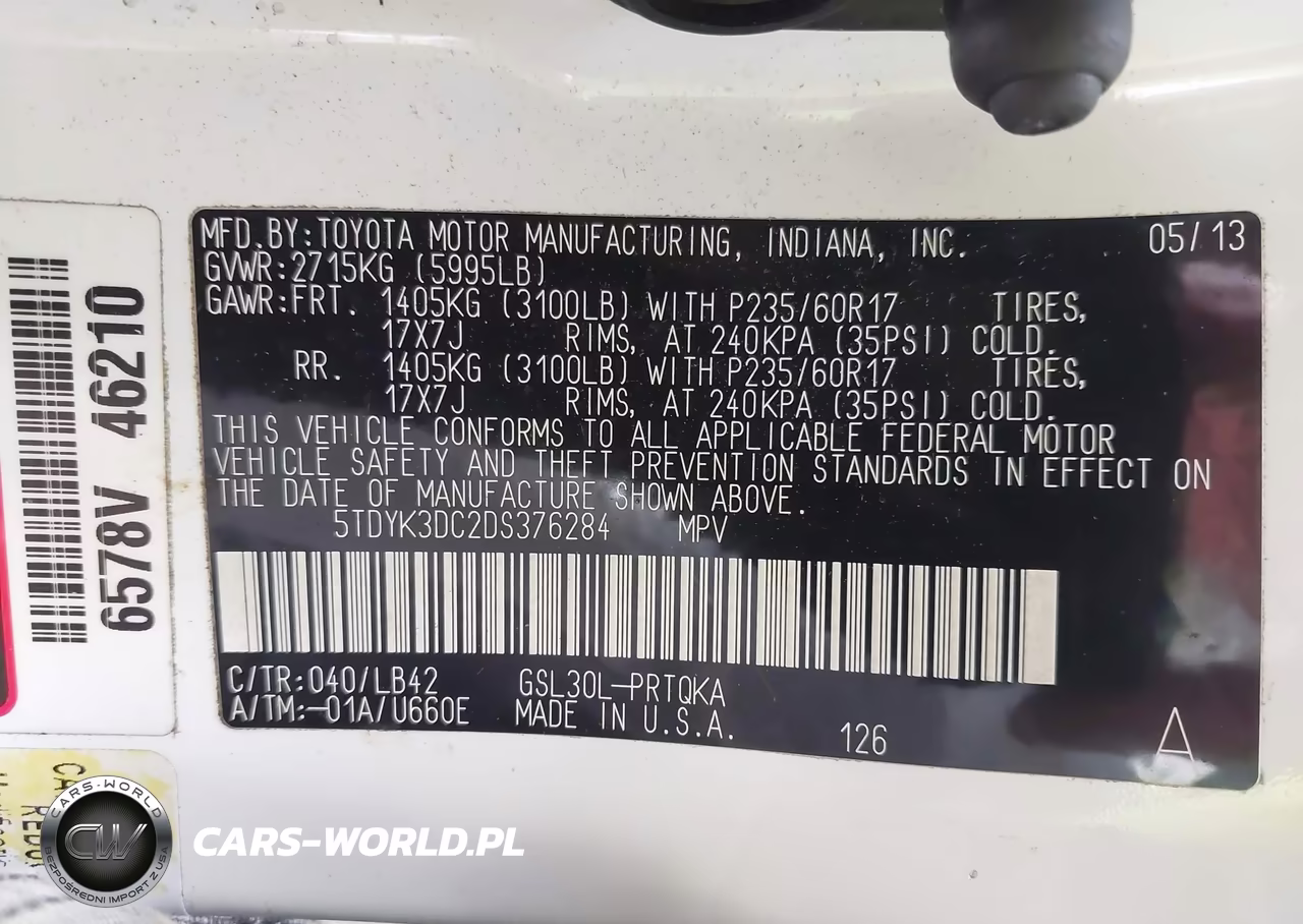 2013 Toyota Sienna Xle V6 8 Passenger VIN:5TDYK3DC2DS376284 - 9