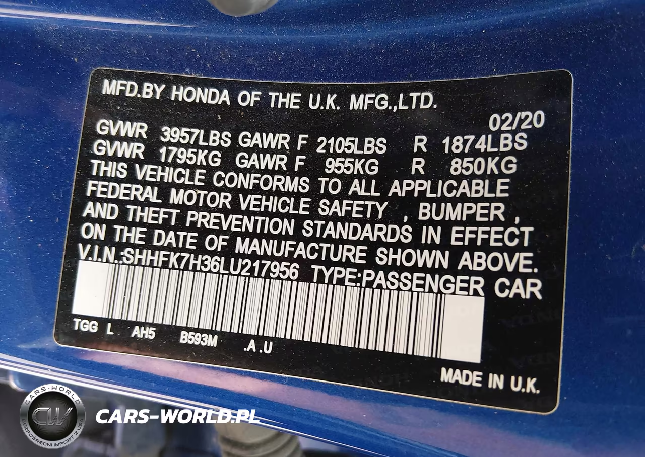 2020 Honda Civic Lx VIN:SHHFK7H36LU217956 - 9
