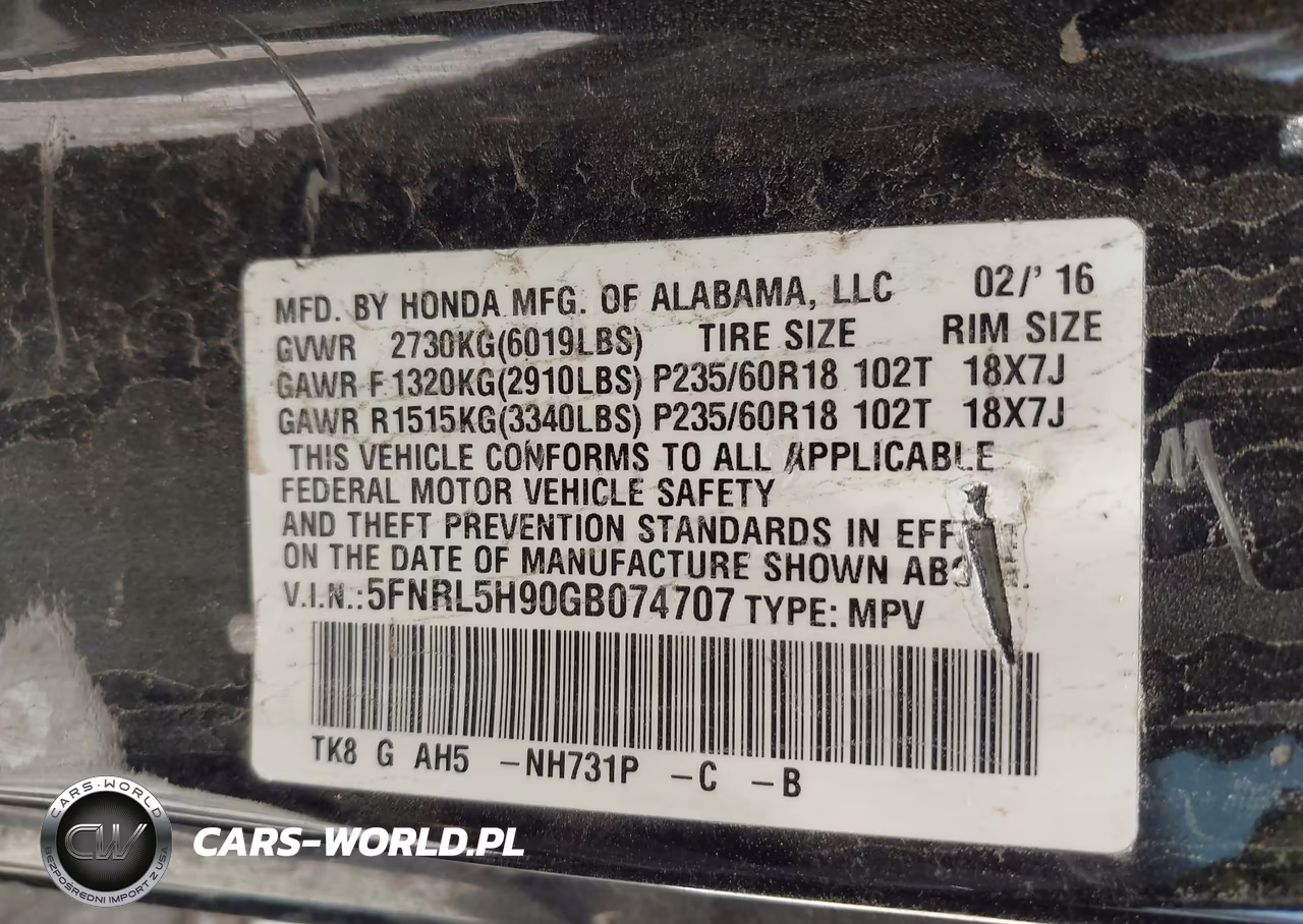 2016 Honda Odyssey Touring-Touring Elite VIN:5FNRL5H90GB074707 - 9