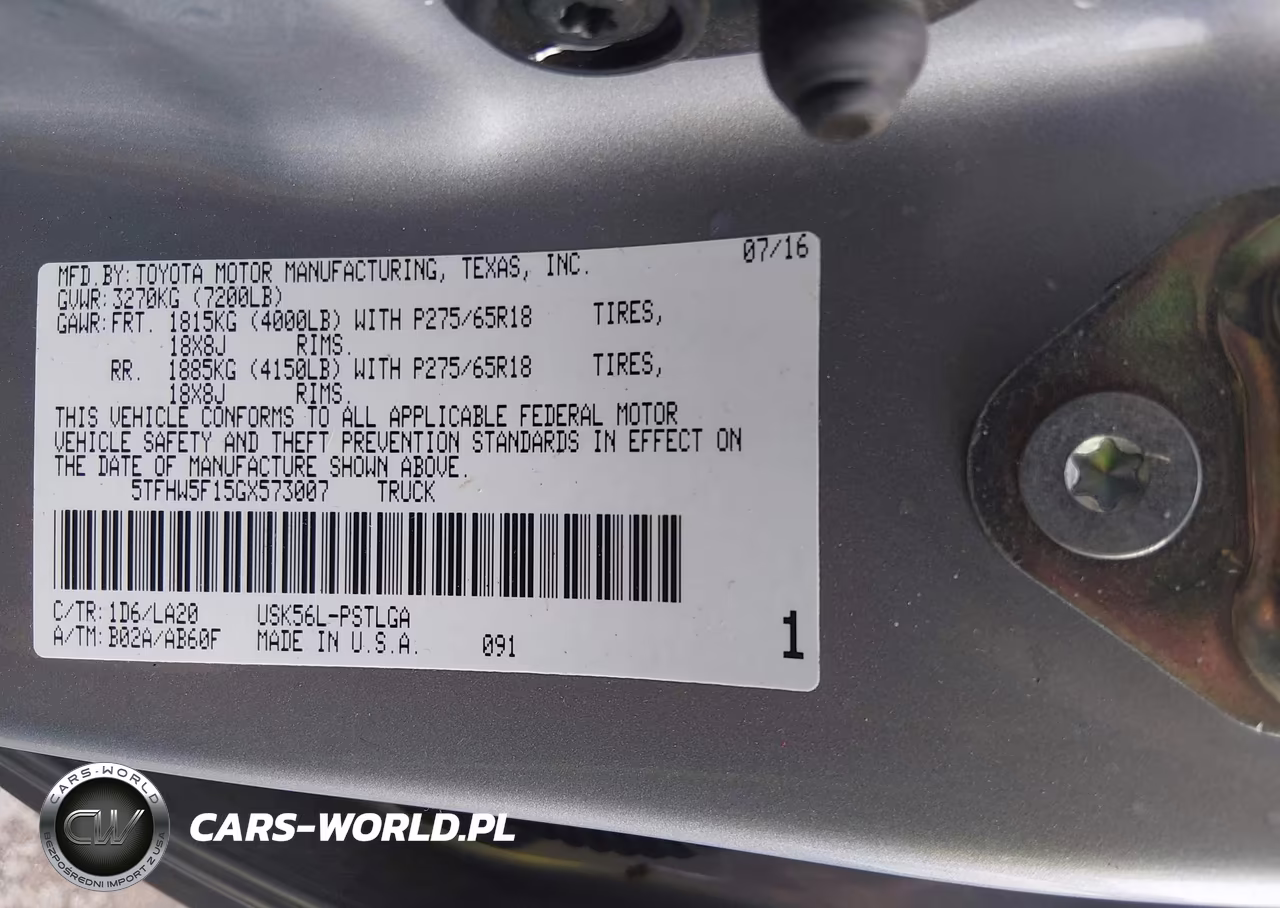 2016 Toyota Tundra Limited 5.7L V8 VIN:5TFHW5F15GX573007 - 9