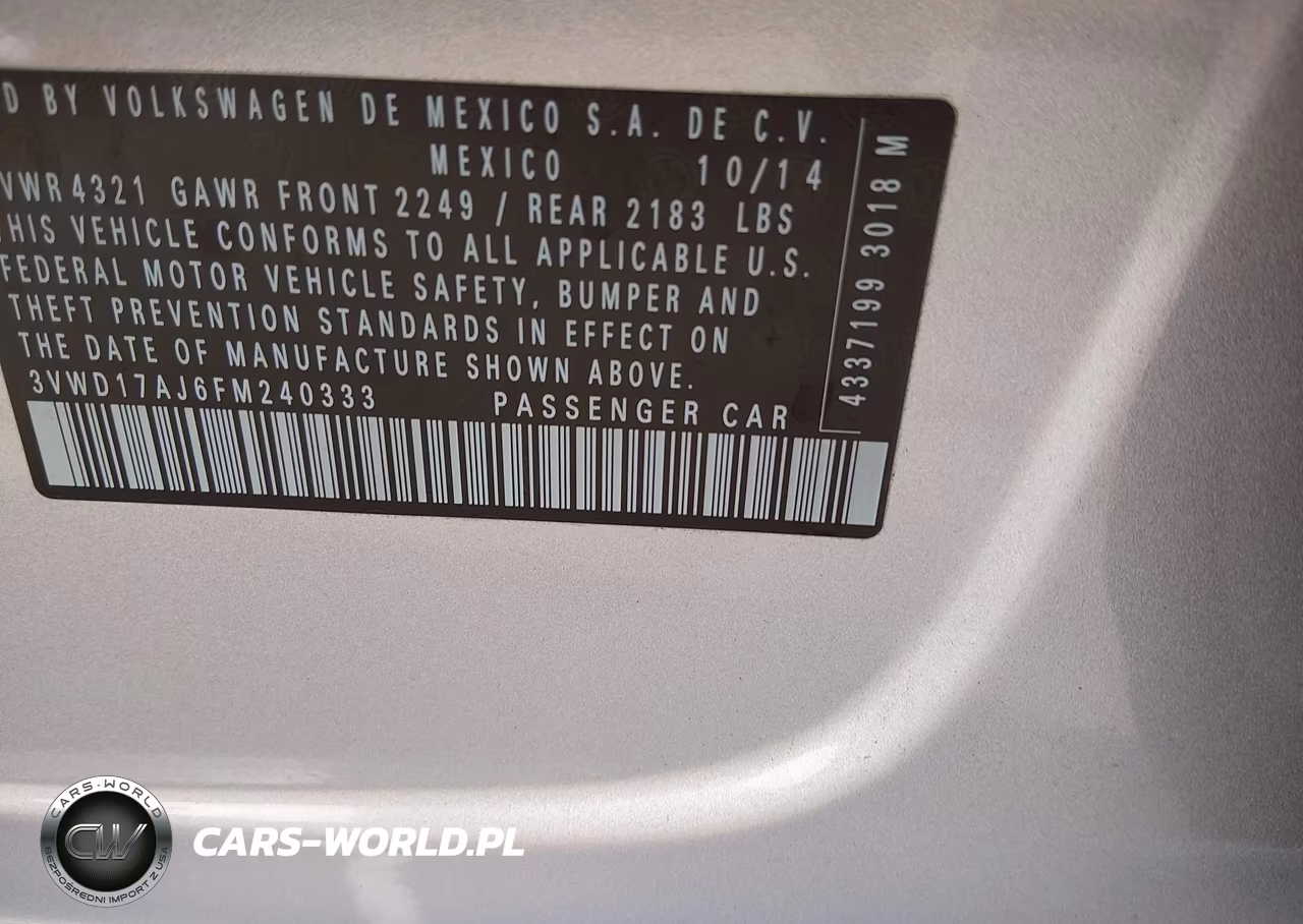 2015 Volkswagen Jetta 1.8T Se VIN:3VWD17AJ6FM240333 - 9