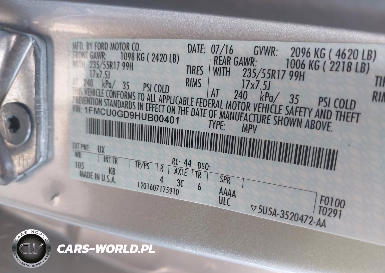 2017 Ford Escape Se VIN:1FMCU0GD9HUB00401 - 9