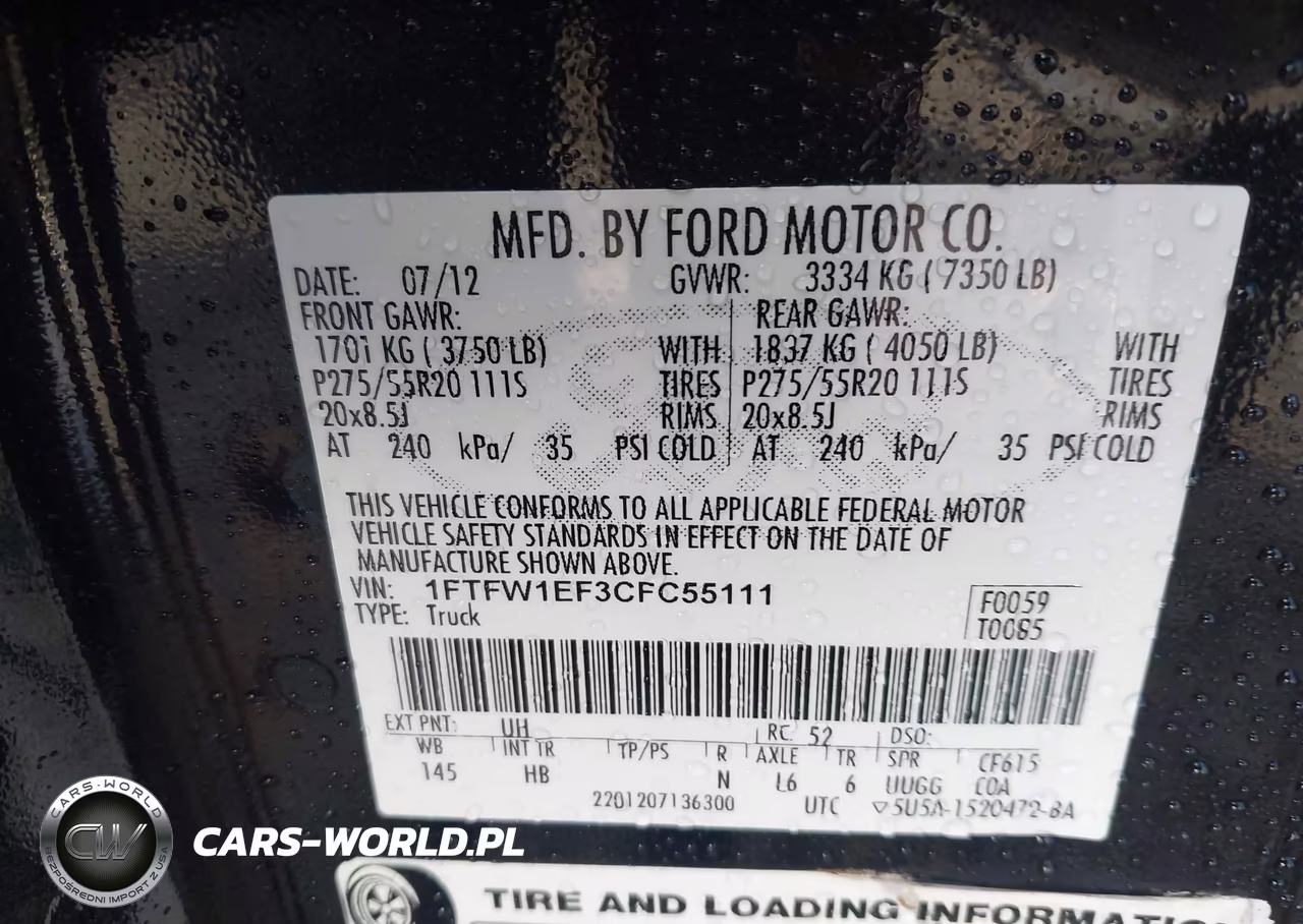 2012 Ford F-150 Lariat VIN:1FTFW1EF3CFC55111 - 9