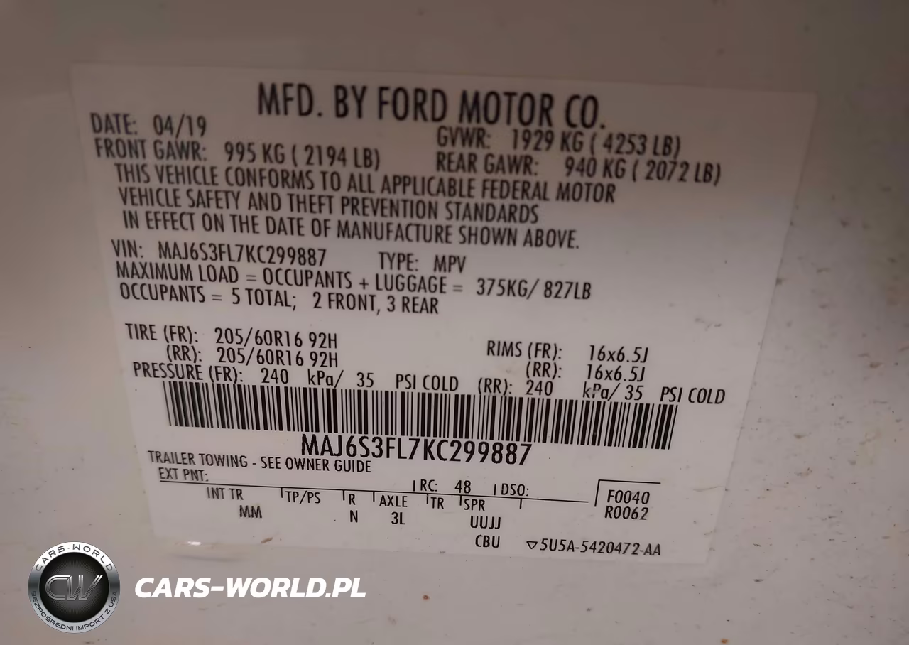 2019 Ford Ecosport S VIN:MAJ6S3FL7KC299887 - 9