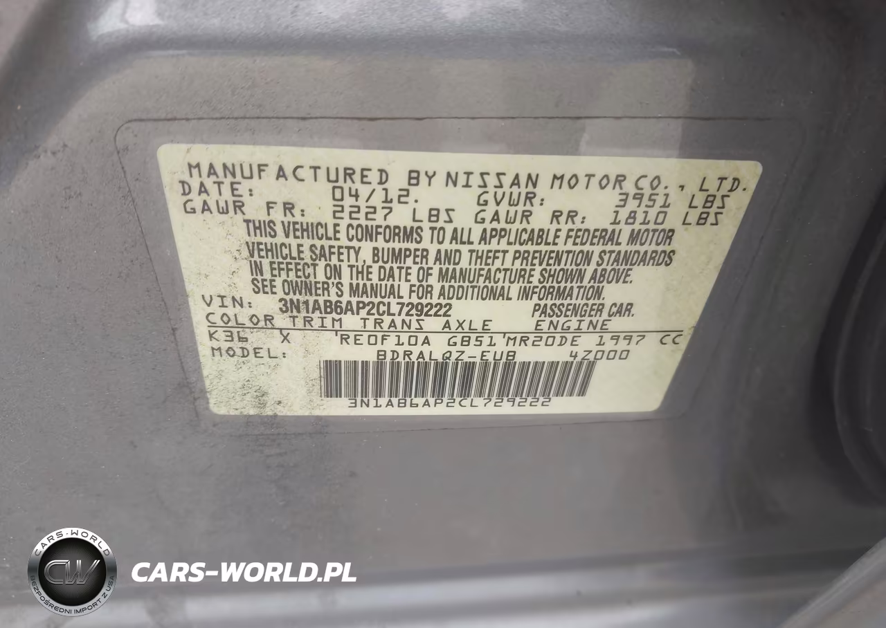 2012 Nissan Sentra 2.0 VIN:3N1AB6AP2CL729222 - 9