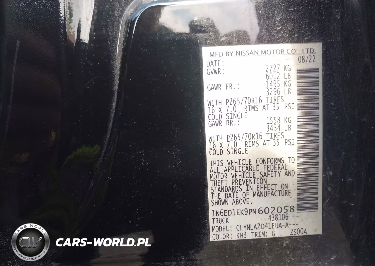 2023 Nissan Frontier S 4X4 VIN:1N6ED1EK9PN602058 - 9