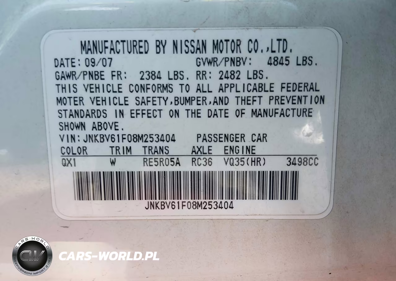 2008 Infiniti G35X VIN:JNKBV61F08M253404 - 9