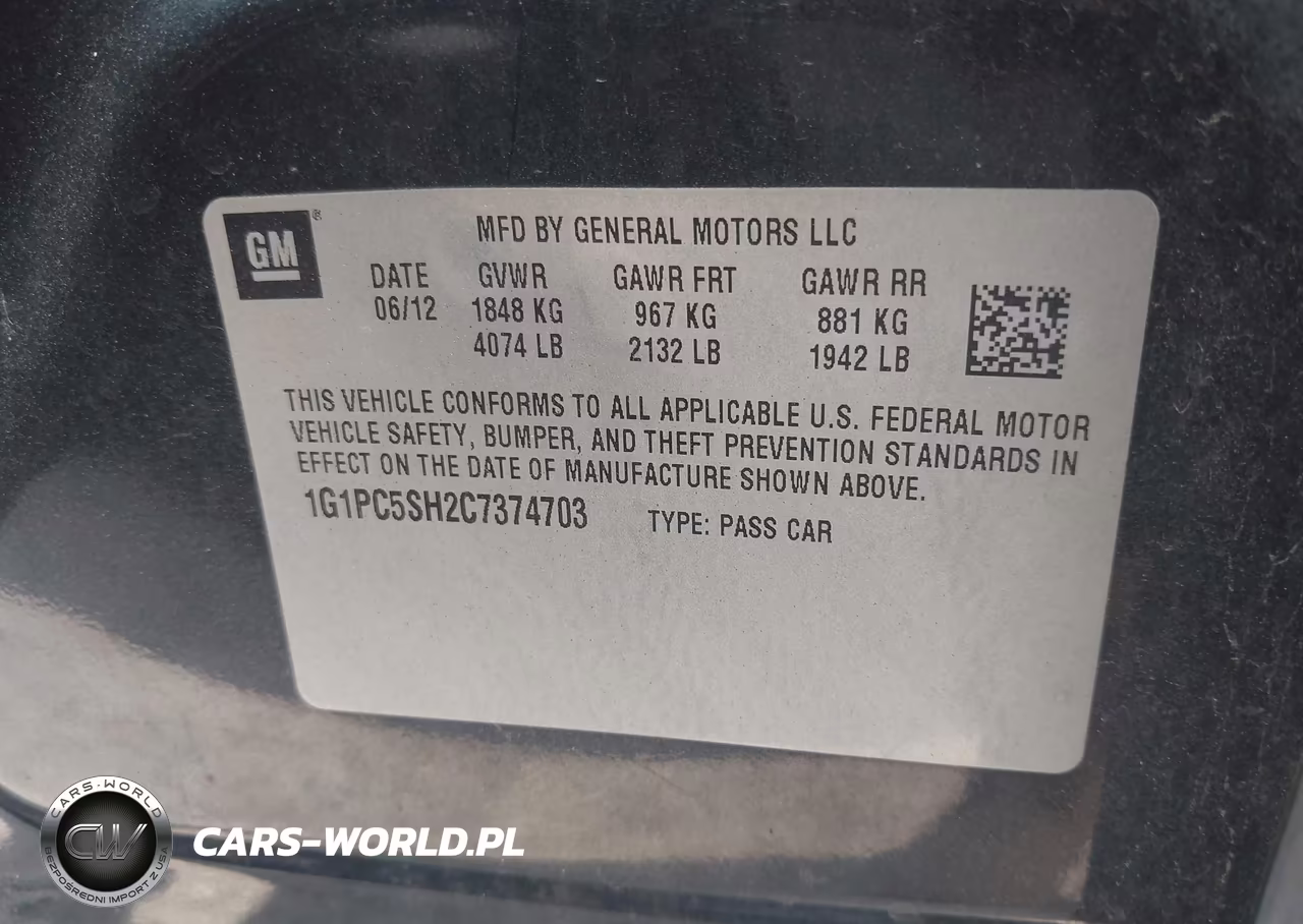 2012 Chevrolet Cruze Ls VIN:1G1PC5SH2C7374703 - 9