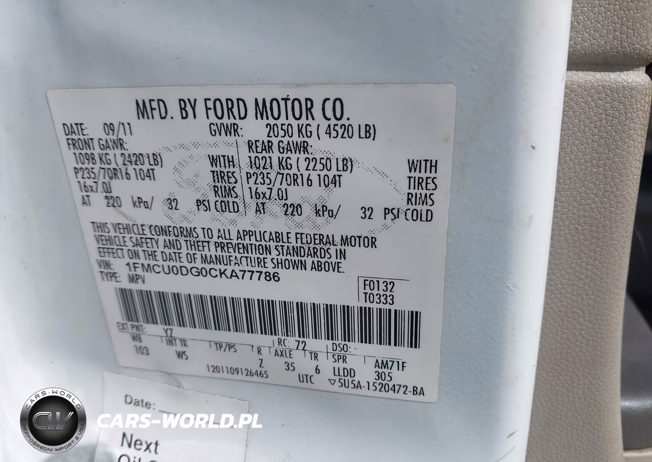 2012 Ford Escape Xlt VIN:1FMCU0DG0CKA77786 - 9