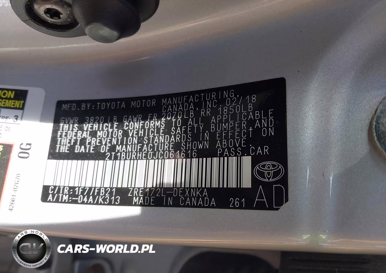 2018 Toyota Corolla Le VIN:2T1BURHE0JC061616 - 9