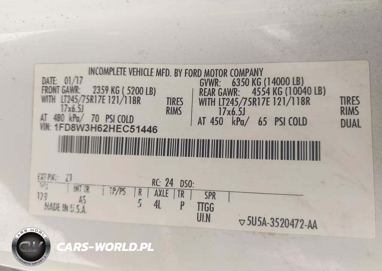 2017 Ford F-350 Chassis Xl VIN:1FD8W3H62HEC51446 - 8