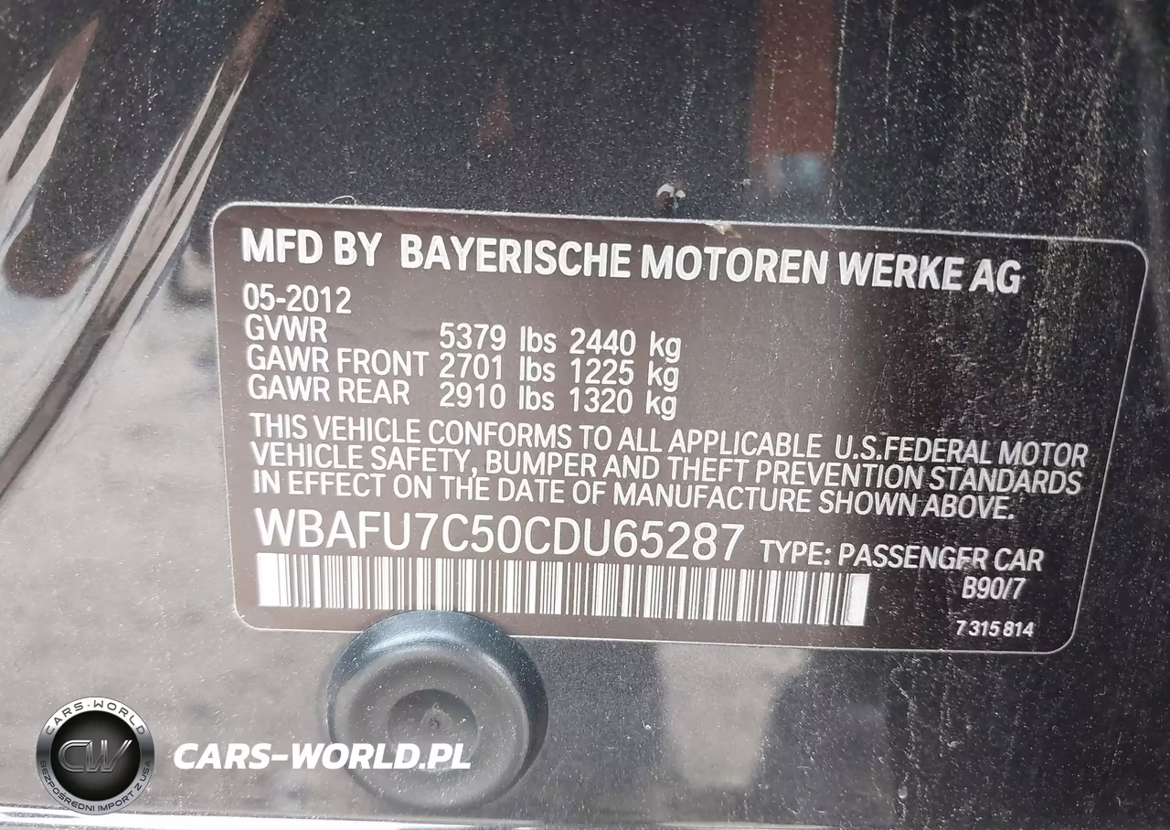 2012 BMW 535I xDrive VIN:WBAFU7C50CDU65287 - 9