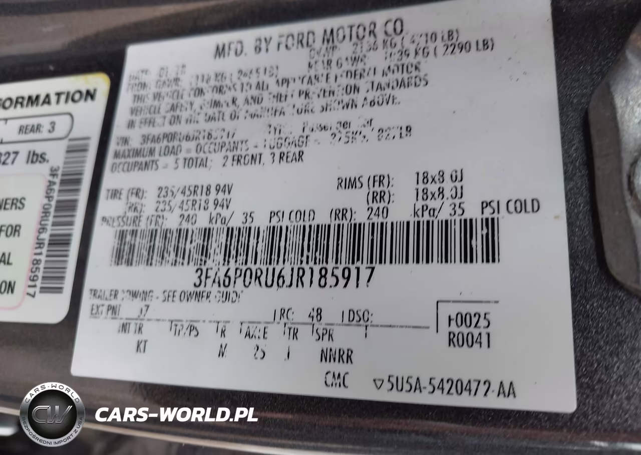 2018 Ford Fusion Hybrid Titanium VIN:3FA6P0RU6JR185917 - 9