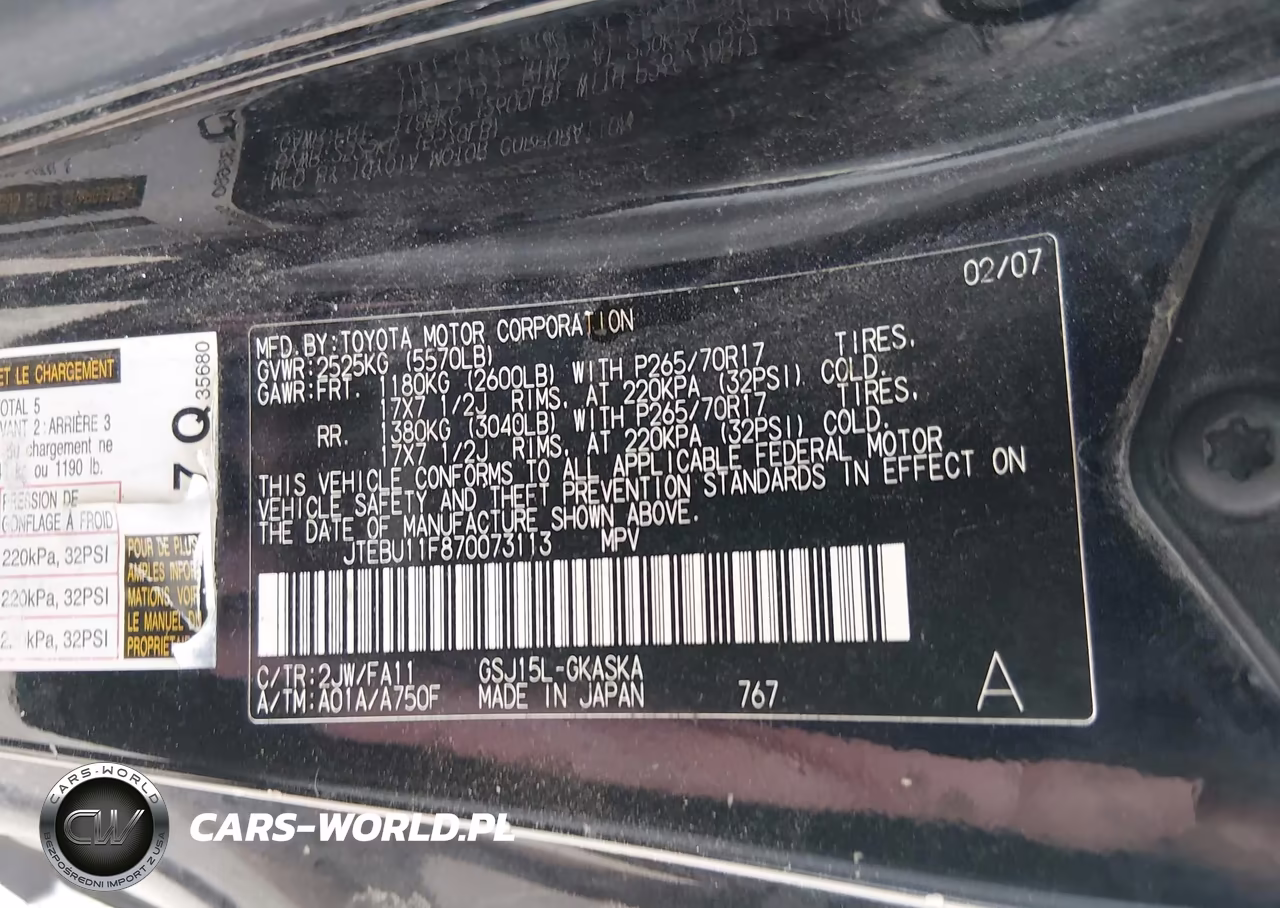 2007 Toyota Fj Cruiser VIN:JTEBU11F870073113 - 9