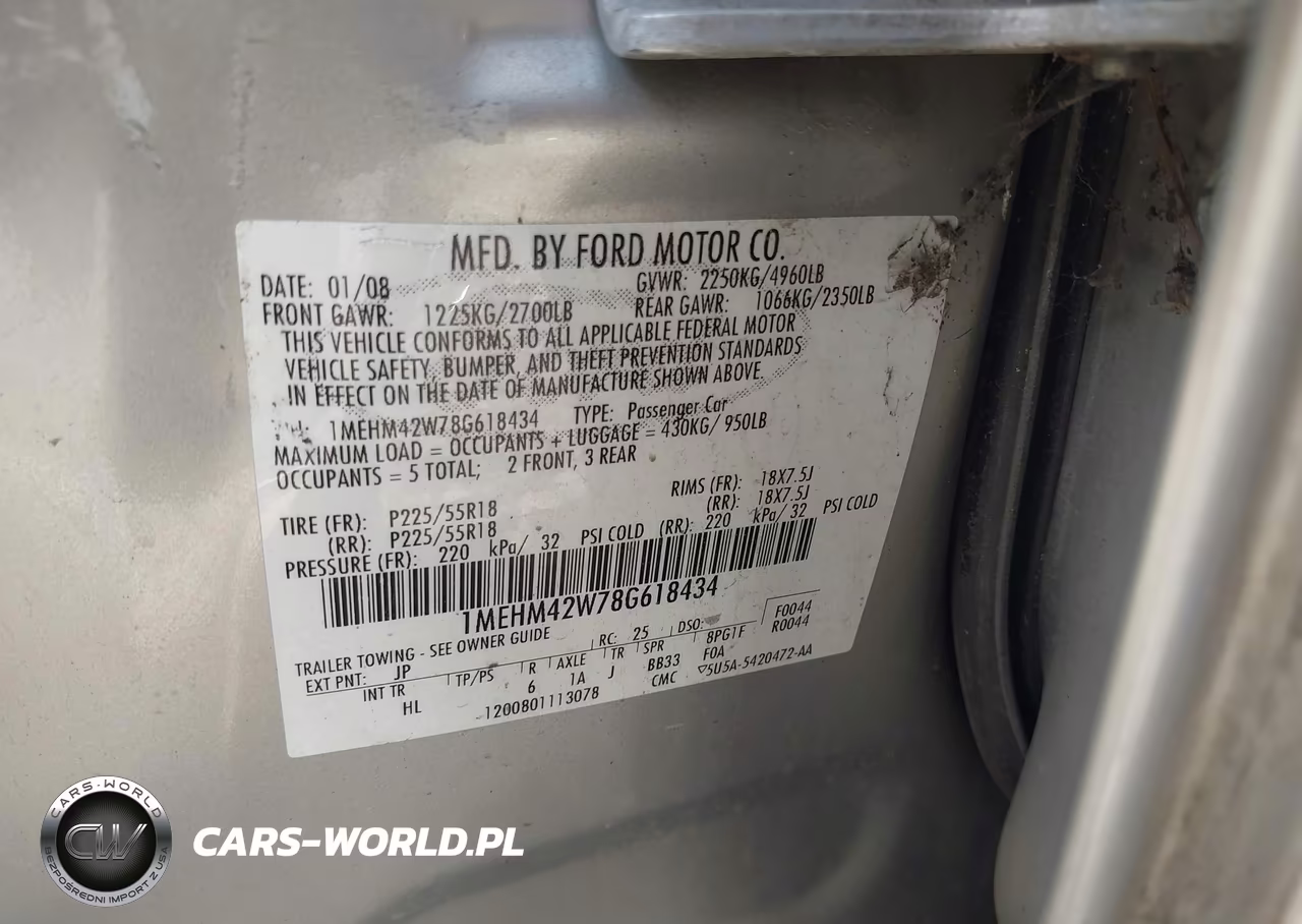 2008 Mercury Sable Premier VIN:1MEHM42W78G618434 - 9