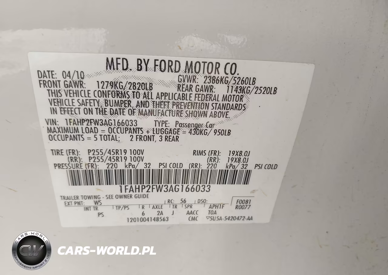 2010 Ford Taurus Limited VIN:1FAHP2FW3AG166033 - 9