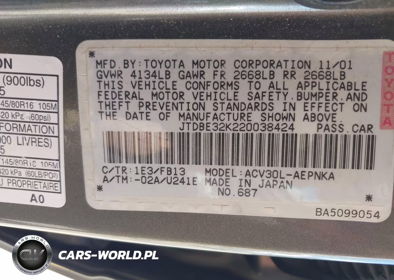 2002 Toyota Camry Le VIN:JTDBE32K220038424 - 9