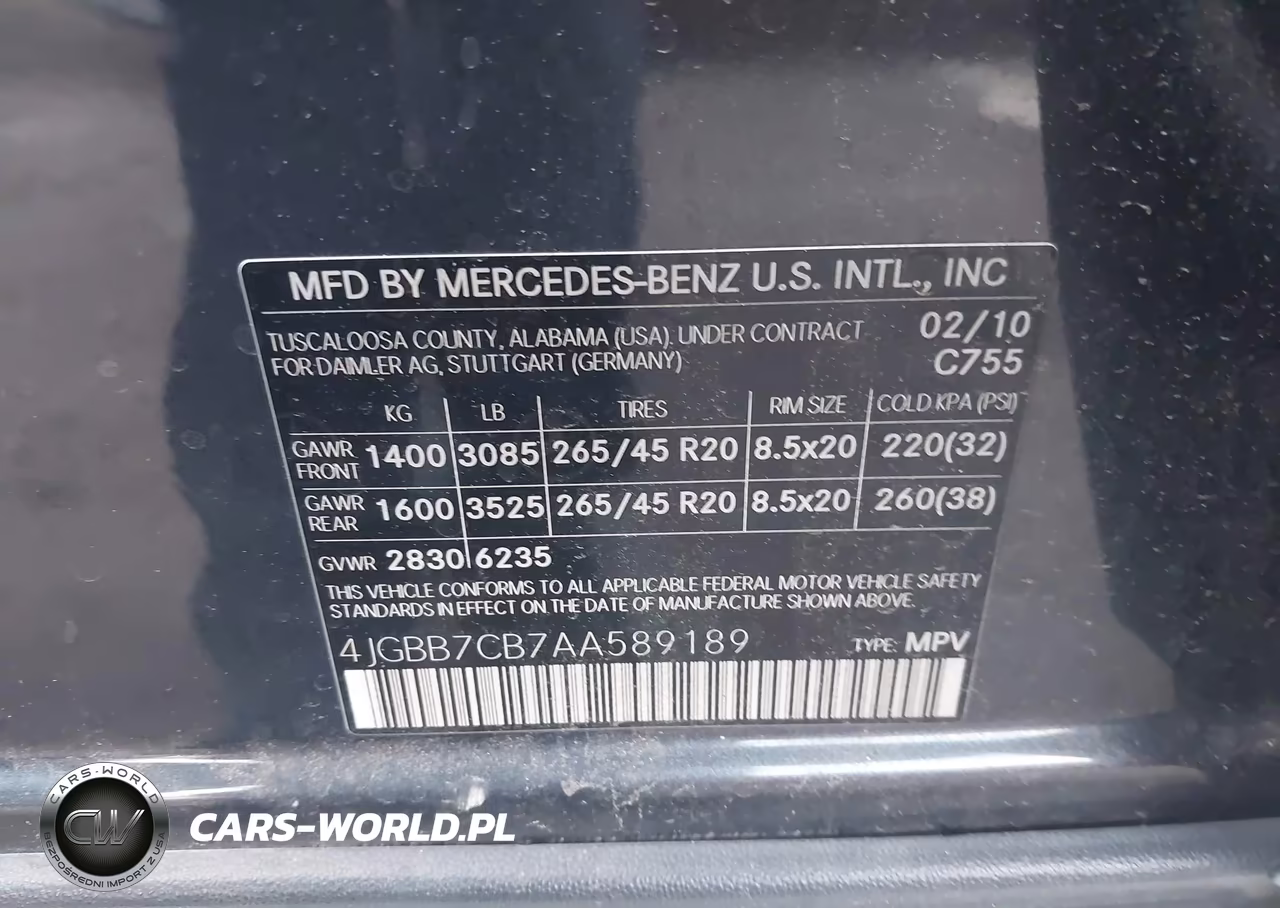 2010 Mercedes-Benz Ml 550 4Matic VIN:4JGBB7CB7AA589189 - 9