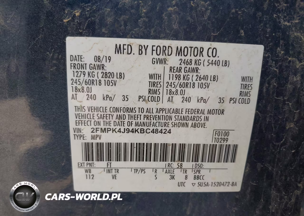 2019 Ford Edge Sel VIN:2FMPK4J94KBC48424 - 9
