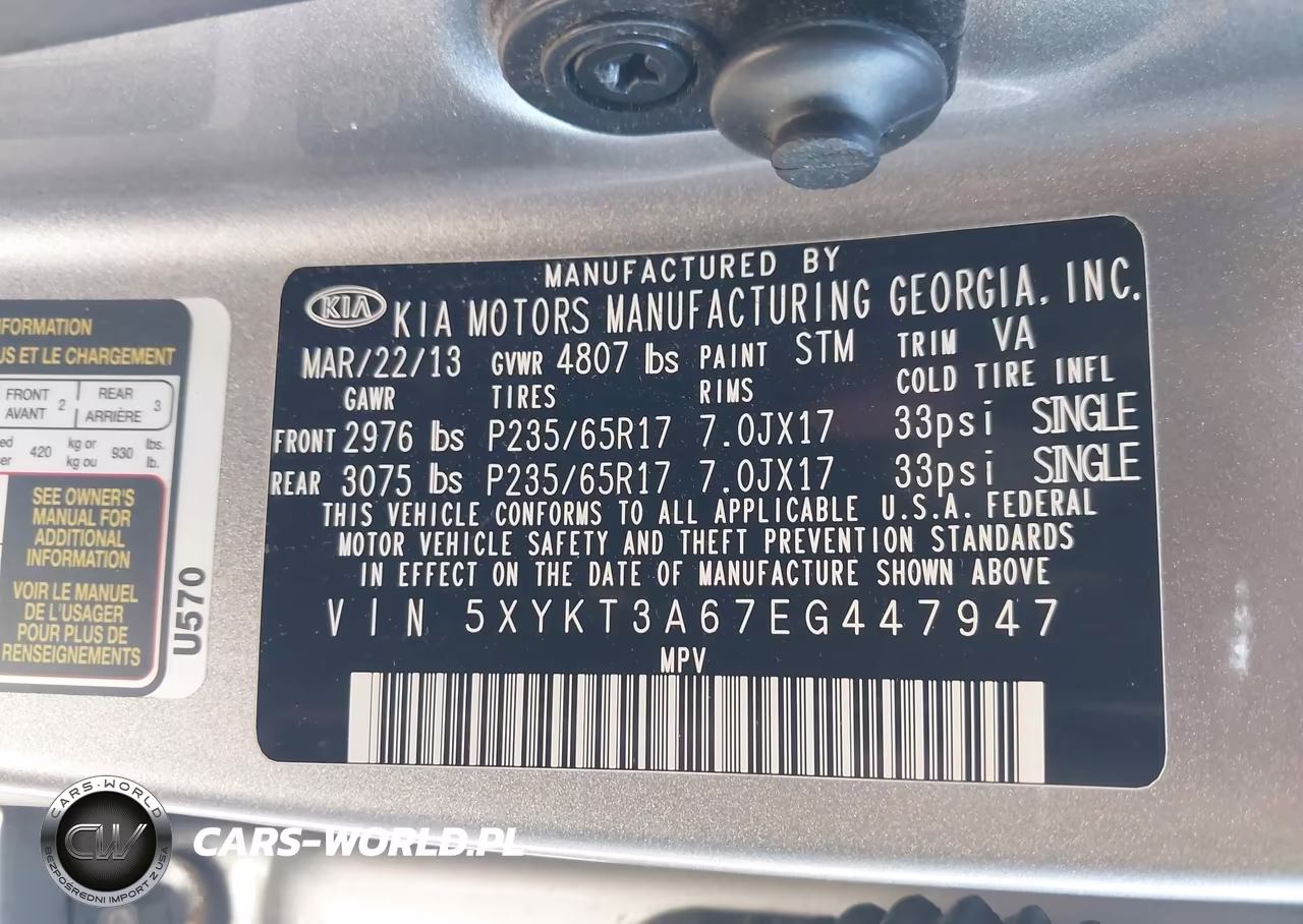 2014 Kia Sorento Lx VIN:5XYKT3A67EG447947 - 9
