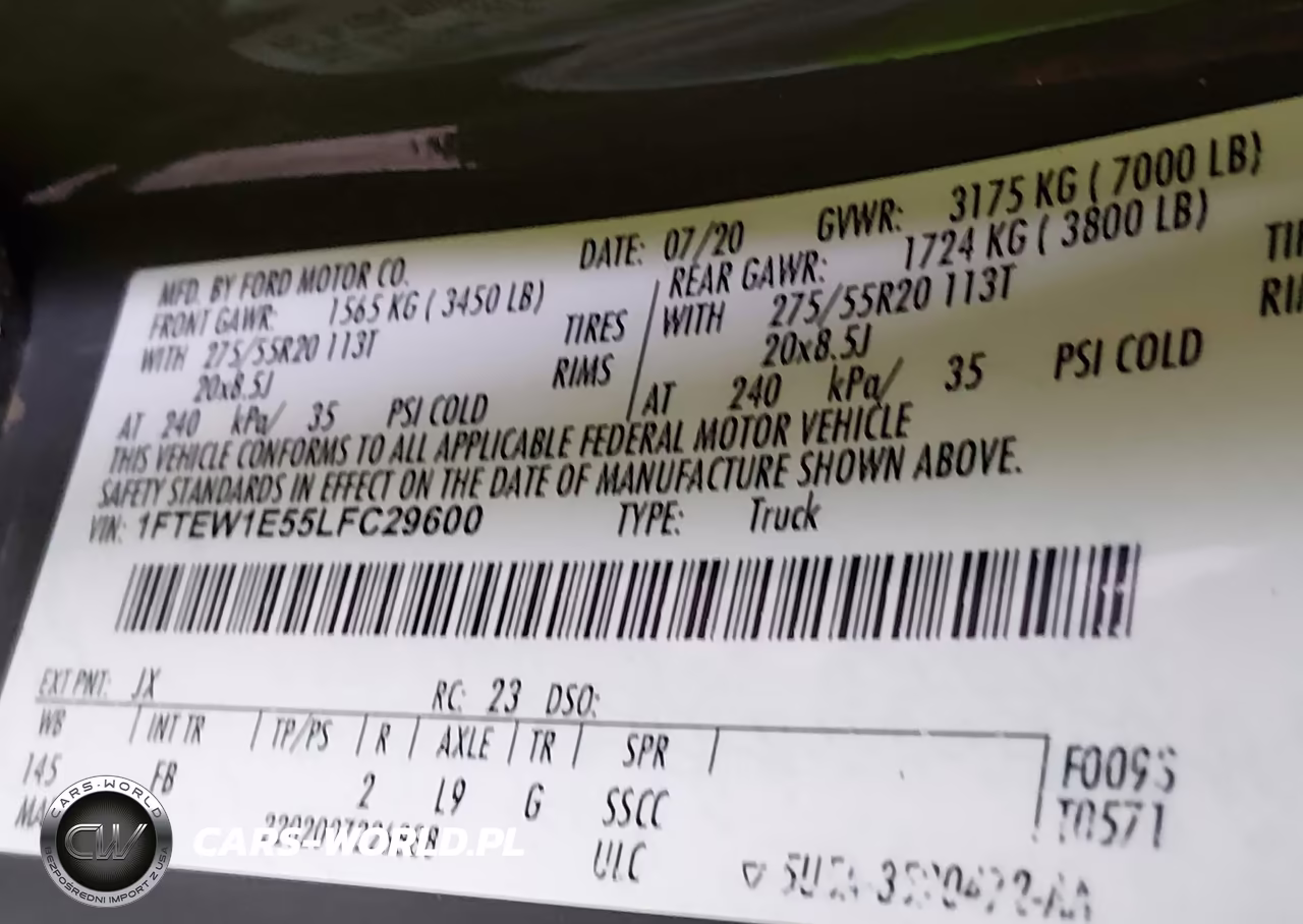2020 Ford F-150 Xlt VIN:1FTEW1E55LFC29600 - 9