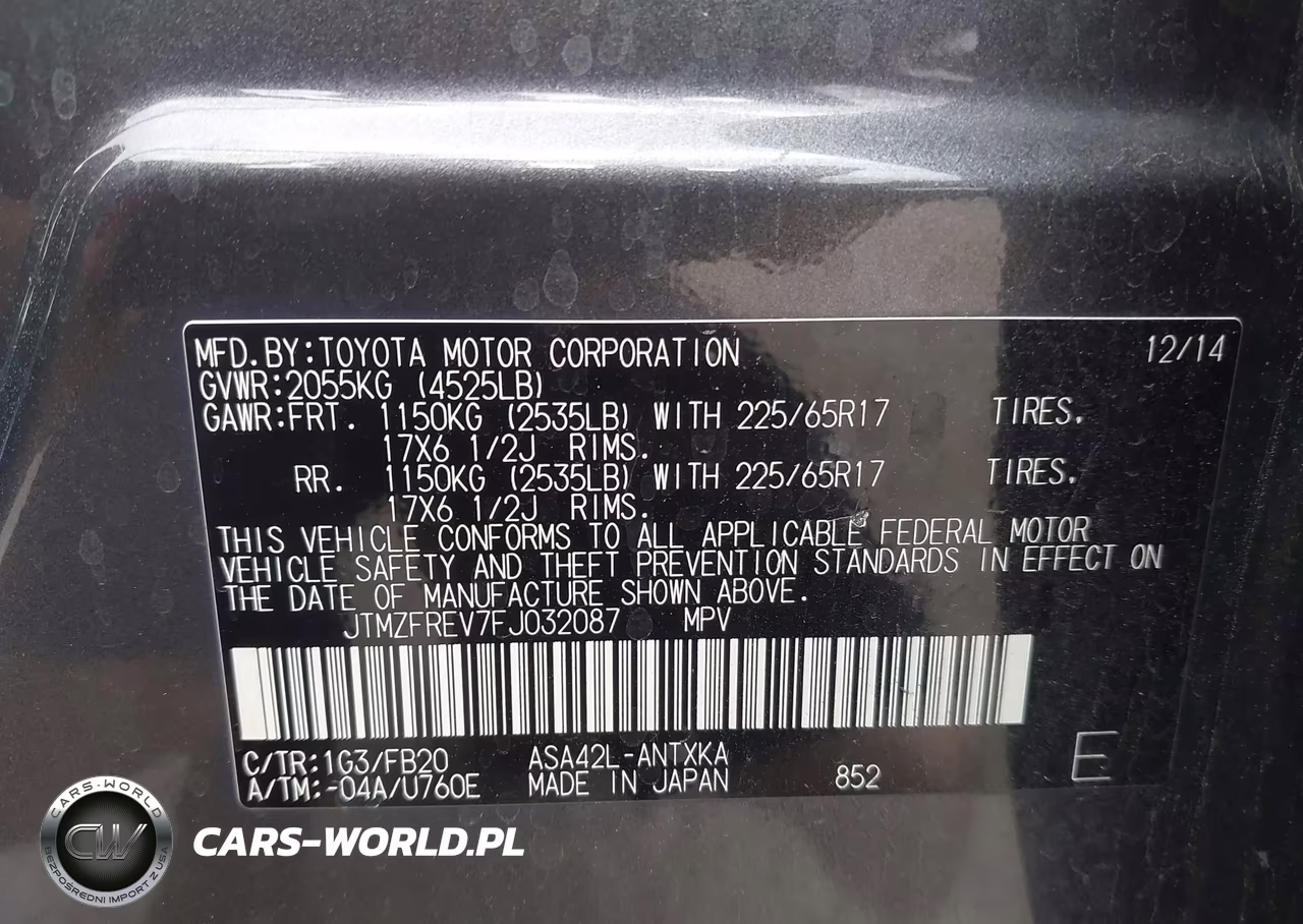 2015 Toyota Rav4 Le VIN:JTMZFREV7FJ032087 - 8