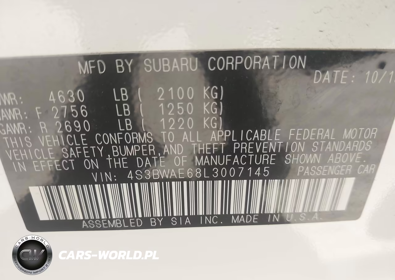 2020 Subaru Legacy Premium VIN:4S3BWAE68L3007145 - 9