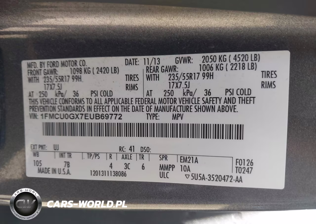 2014 Ford Escape Se VIN:1FMCU0GX7EUB69772 - 9