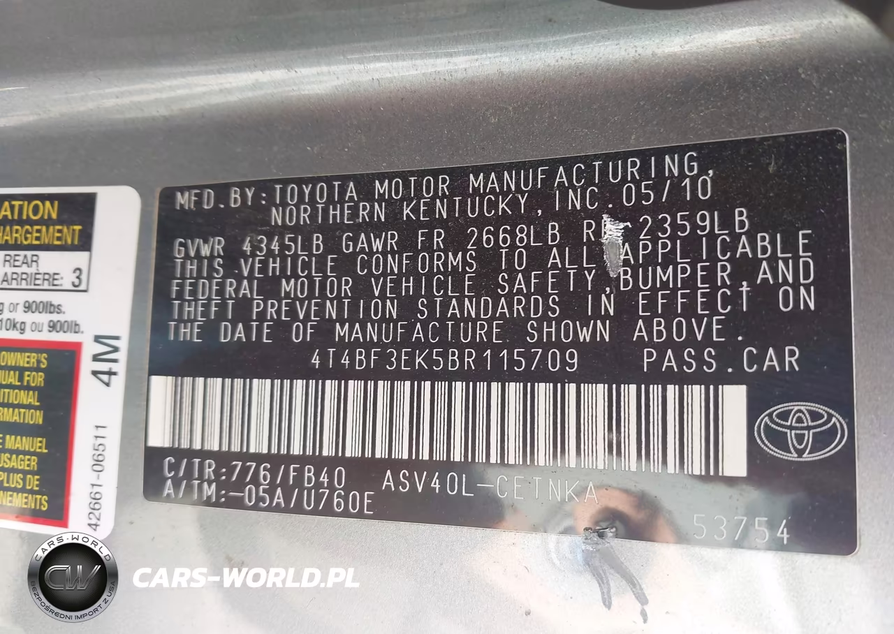 2011 Toyota Camry Le VIN:4T4BF3EK5BR115709 - 9
