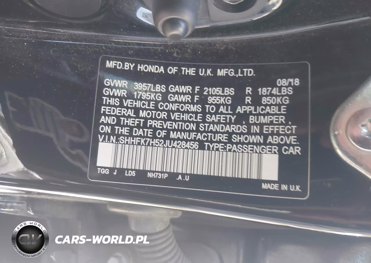 2018 Honda Civic Ex VIN:SHHFK7H52JU428456 - 9