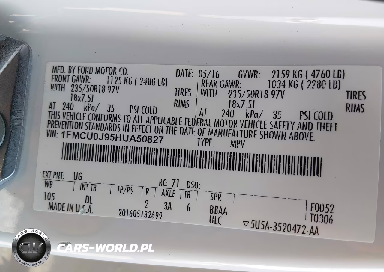 2017 Ford Escape Titanium VIN:1FMCU0J95HUA50827 - 9